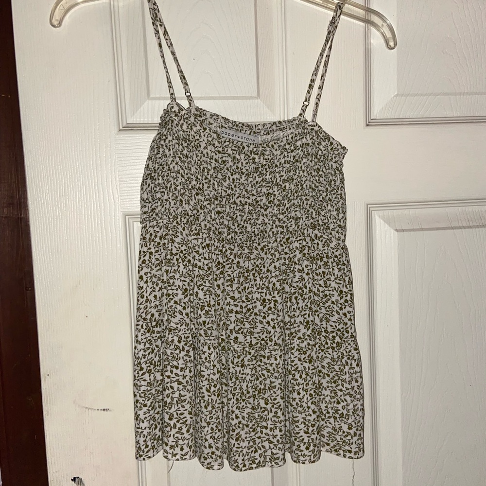 Green floral tank top, size XS